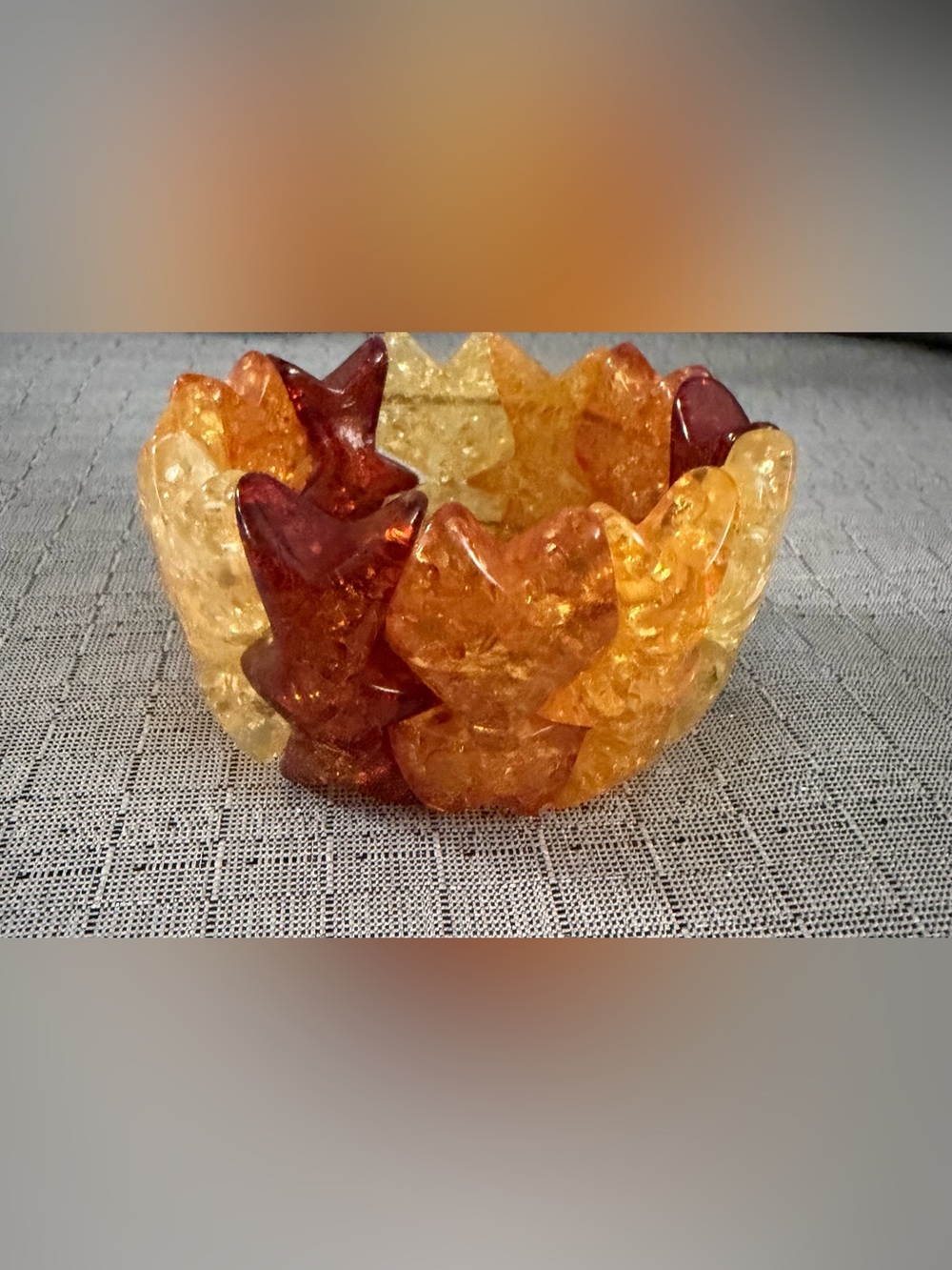 Vintage1850’s Confetti Sparkie Lucite Bracelet- Amber and Brown